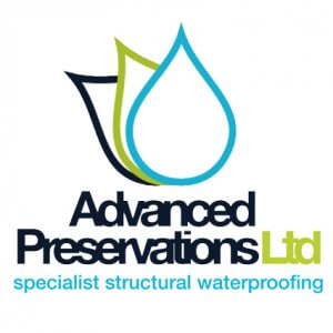 An image showing the Advanced Preservations logo featuring blue green and black water droplets